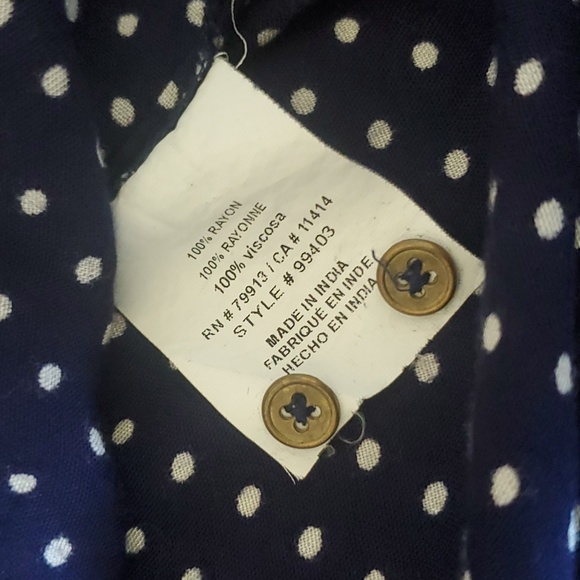 Motherhood Maternity Navy White Polka Dot Tie Waisted Blouse Women M - Picture 9 of 10